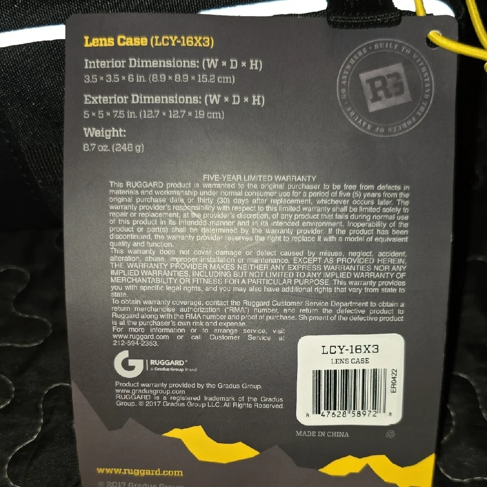 Ruggard Black and Yellow Lens Case